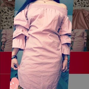 Rose nude dress with ruffles